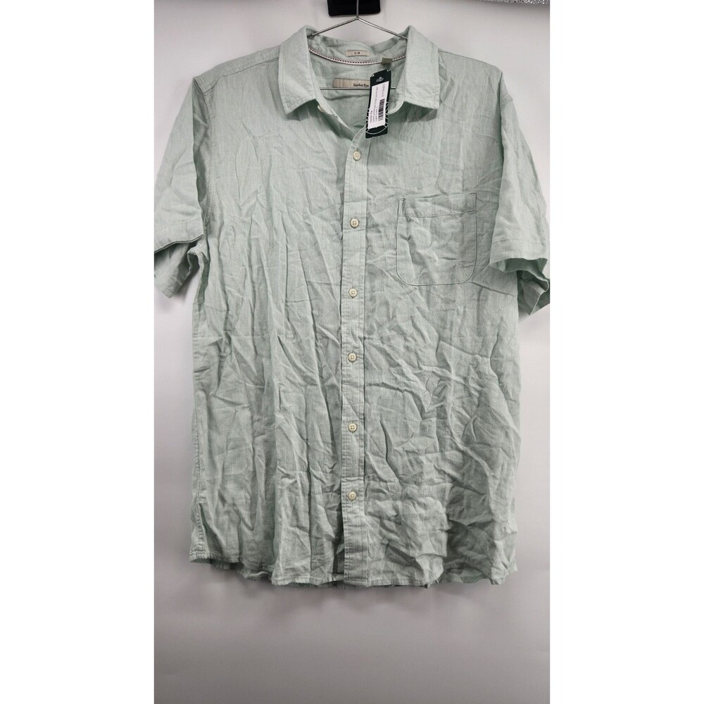 Hawker‎ Rye Men's Light Green Large Solid Essential Linen SS Slim Shirt NWT
